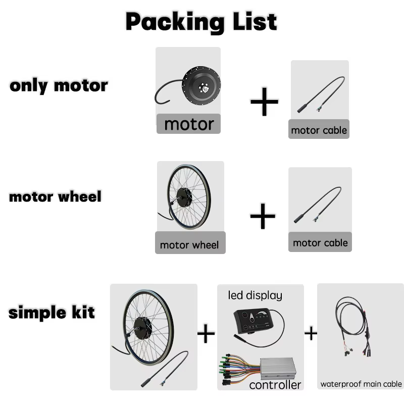 Moyeu moteur roue E vélo 250W 350W 500W 36V engrenage sans brosse arrière avant pour Kit