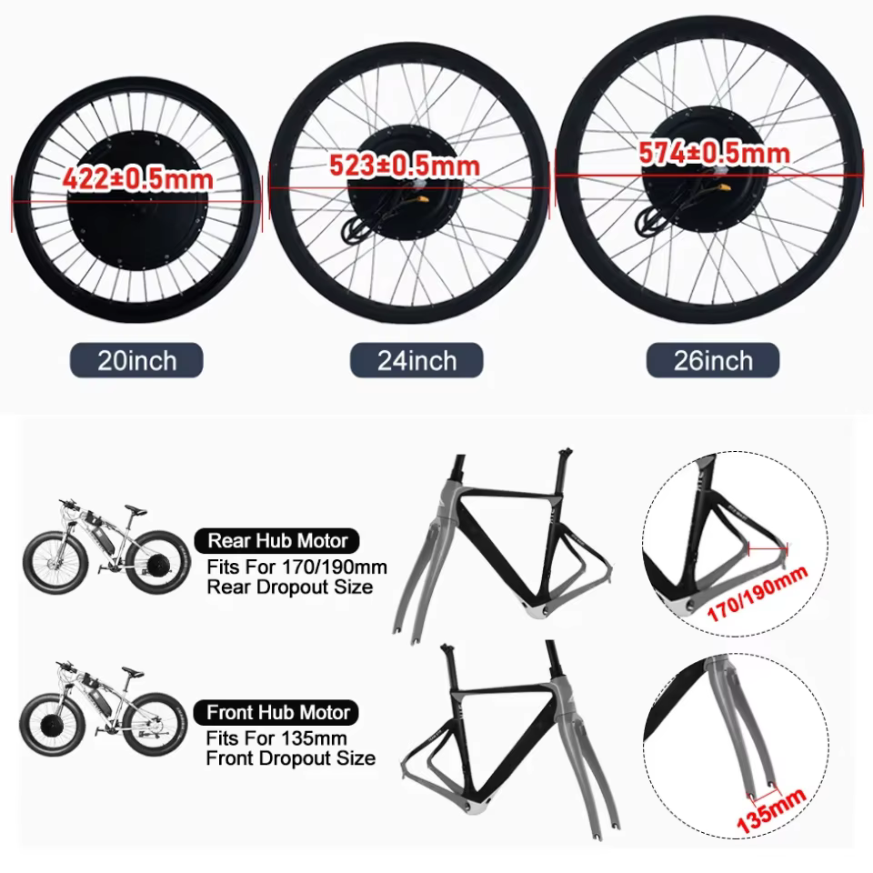 Kit moteur de moyeu arrière pour vélo électrique 36V 48V 500W 750W