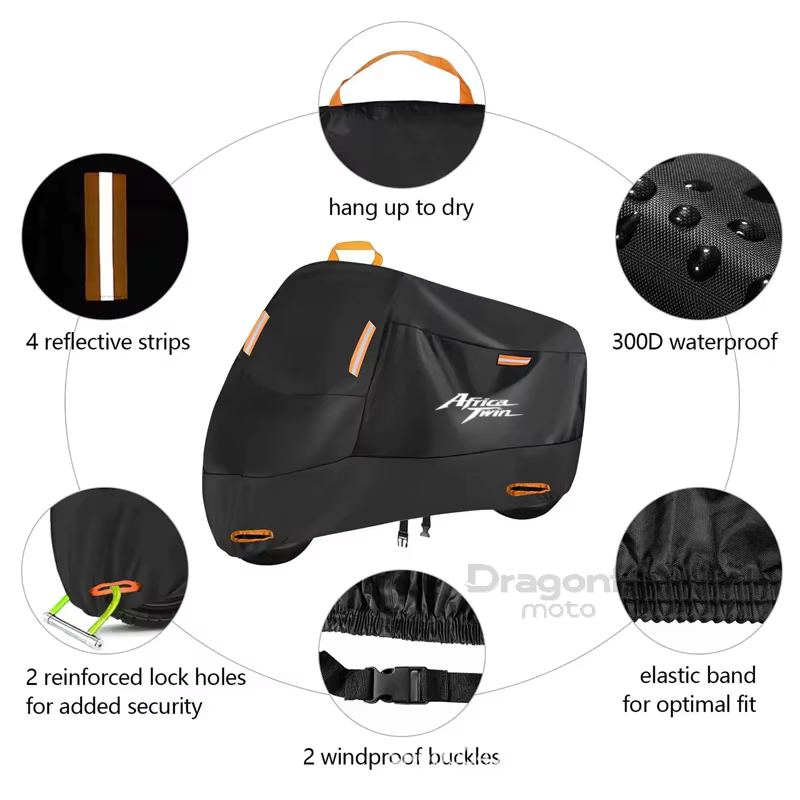 Housse de moto avec Logo Africa Twin, imperméable, protection UV pour Scooter d'extérieur, housse de pluie pour Honda CRF1100L CRF 1100 L Africa Twin A