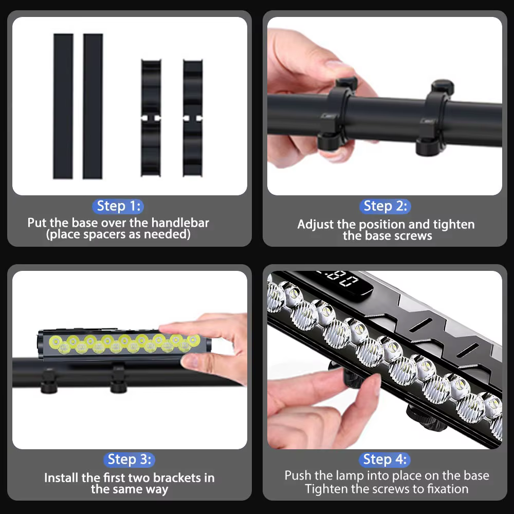 Lumière de vélo avant 8/17LED 25500 lumens