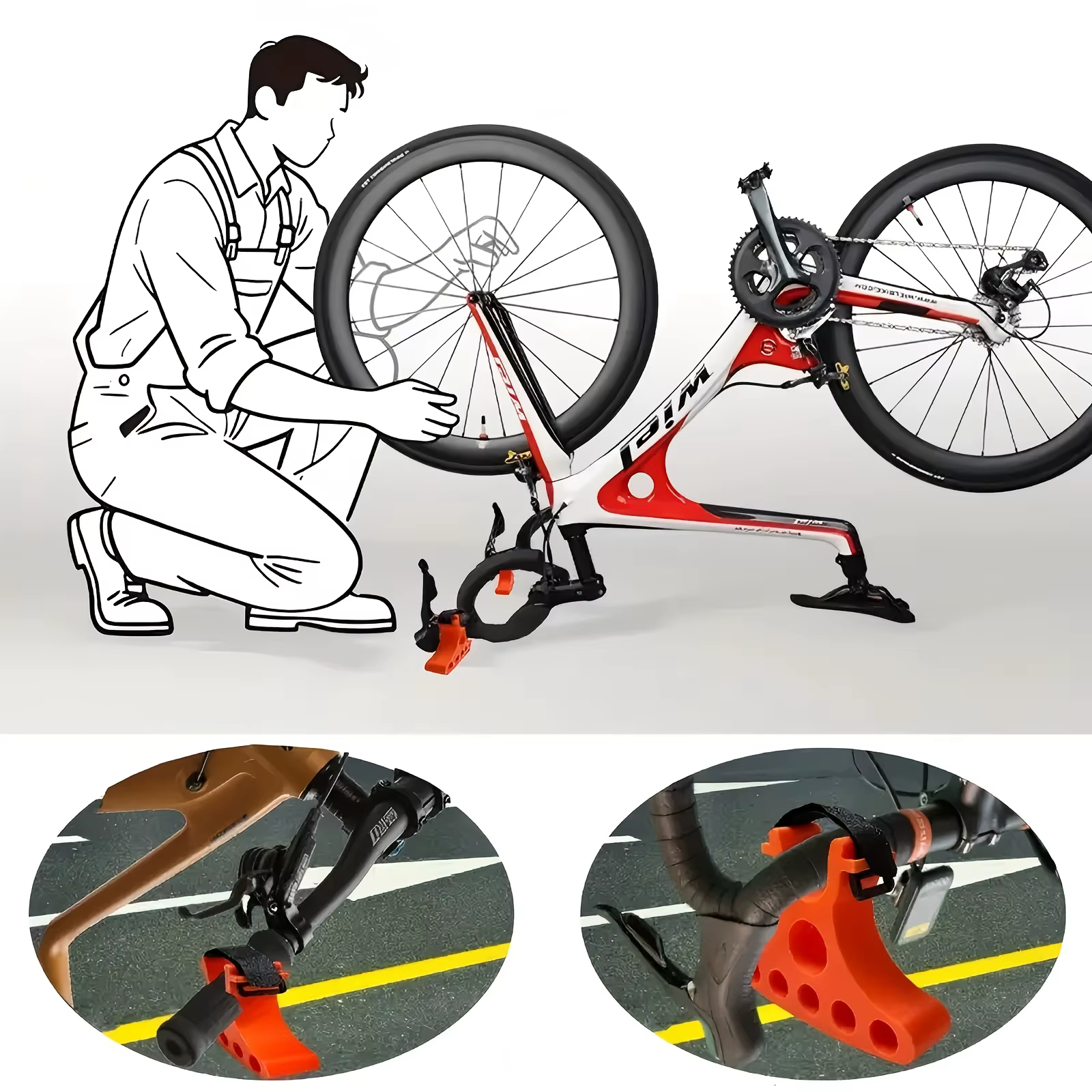 Lot de 2 supports de réparation de vélo portables inversés
