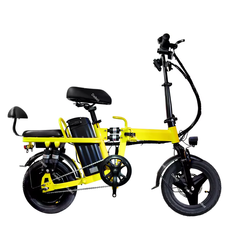 Canada Stock 14 pouces vélo électrique pliant pour femme avec 2 sièges 500W 48V rose