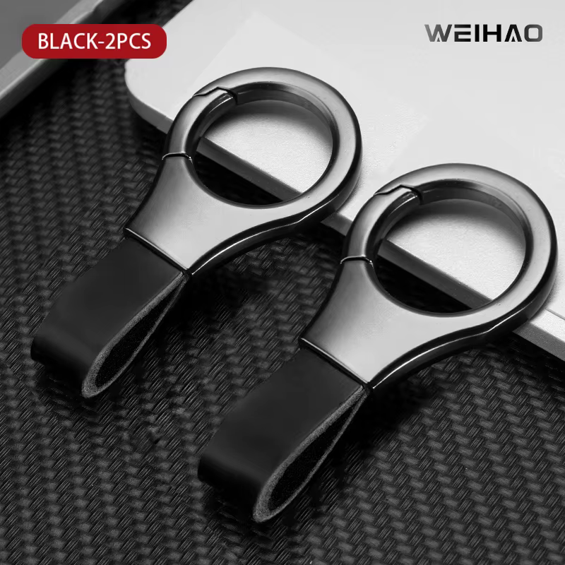 Porte-clés en cuir pour voiture moto porte-clés hommes et femmes lanière clés sangle accessoire pour cadeau intérieur 2025 nouveau noir 2 pièces