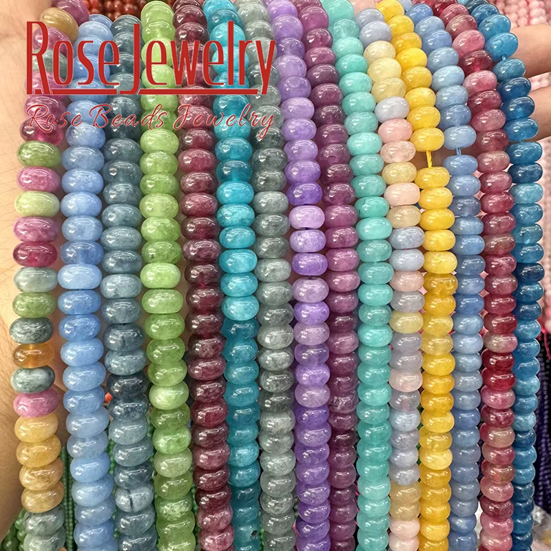 Perles Rondes en Tourmaline, Boulier, Jades Colorés Naturels, pour Bijoux de Direction, DIY, Bracelets, Colliers de la raq, 5x8mm, 15 Pouces