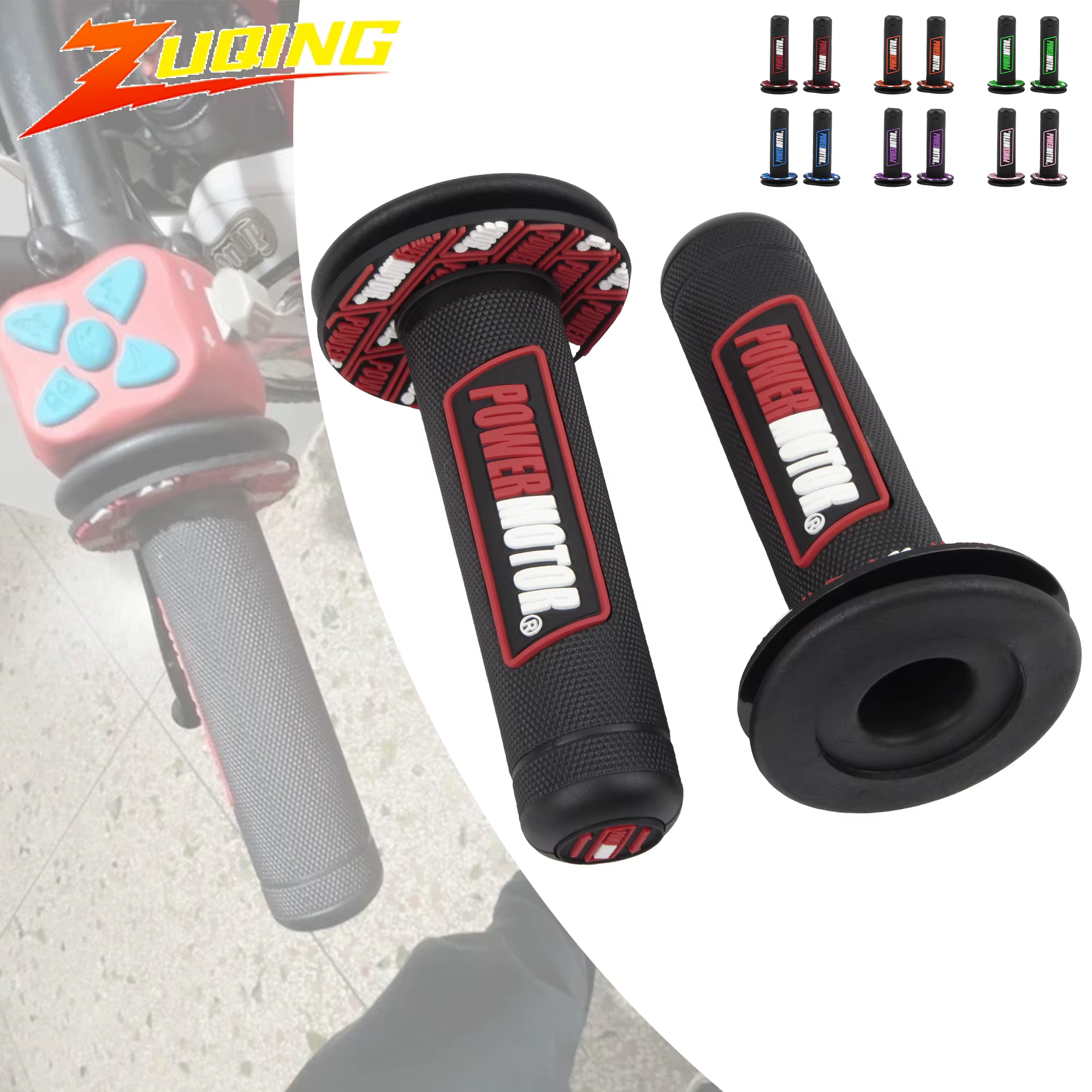 PowerMotor poignées de moto Gel anti-dérapant résistant à l'usure poignée absorbant les chocs en caoutchouc ATV Scooters poignée de Motocross accessoires