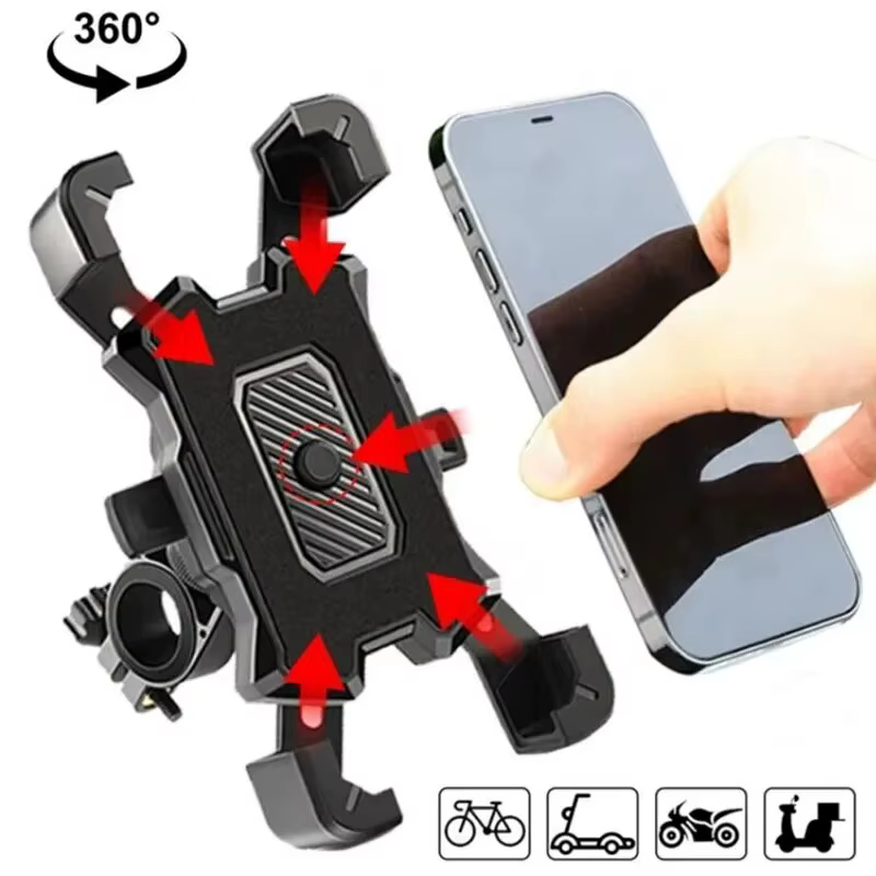 Universel 360 °   Support de téléphone rotatif antidérapant pour vélo, support réglable pour VTT, moto, motocyclette - Accessoire de vélo
