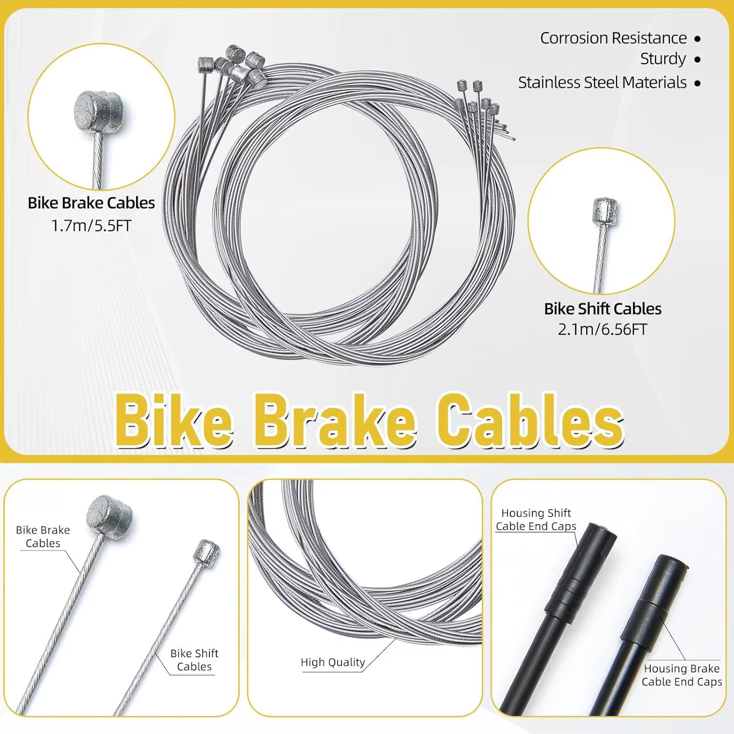 Kit de réparation de câbles de frein et de dérailleur pour vélo de montagne et de route