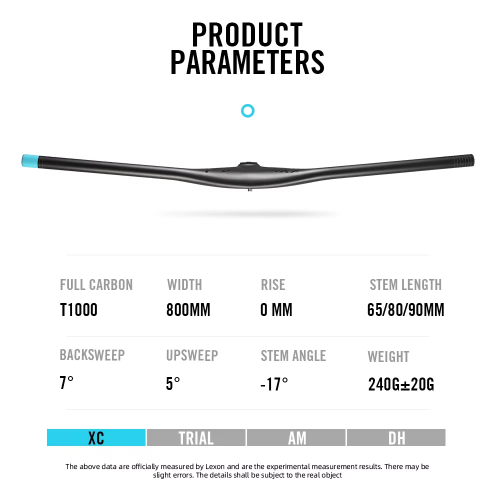 RYET carbone vtt guidon intégré UD mat 28.6mm 800mm XC VTT