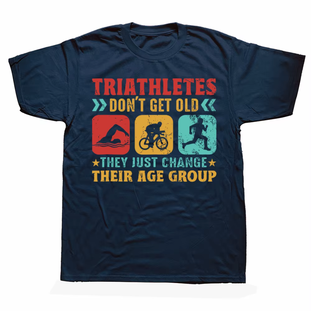 Conception de Triathlon drôle hommes femmes Triathlètes natation vélo course T-shirt été graphique coton Streetwear à