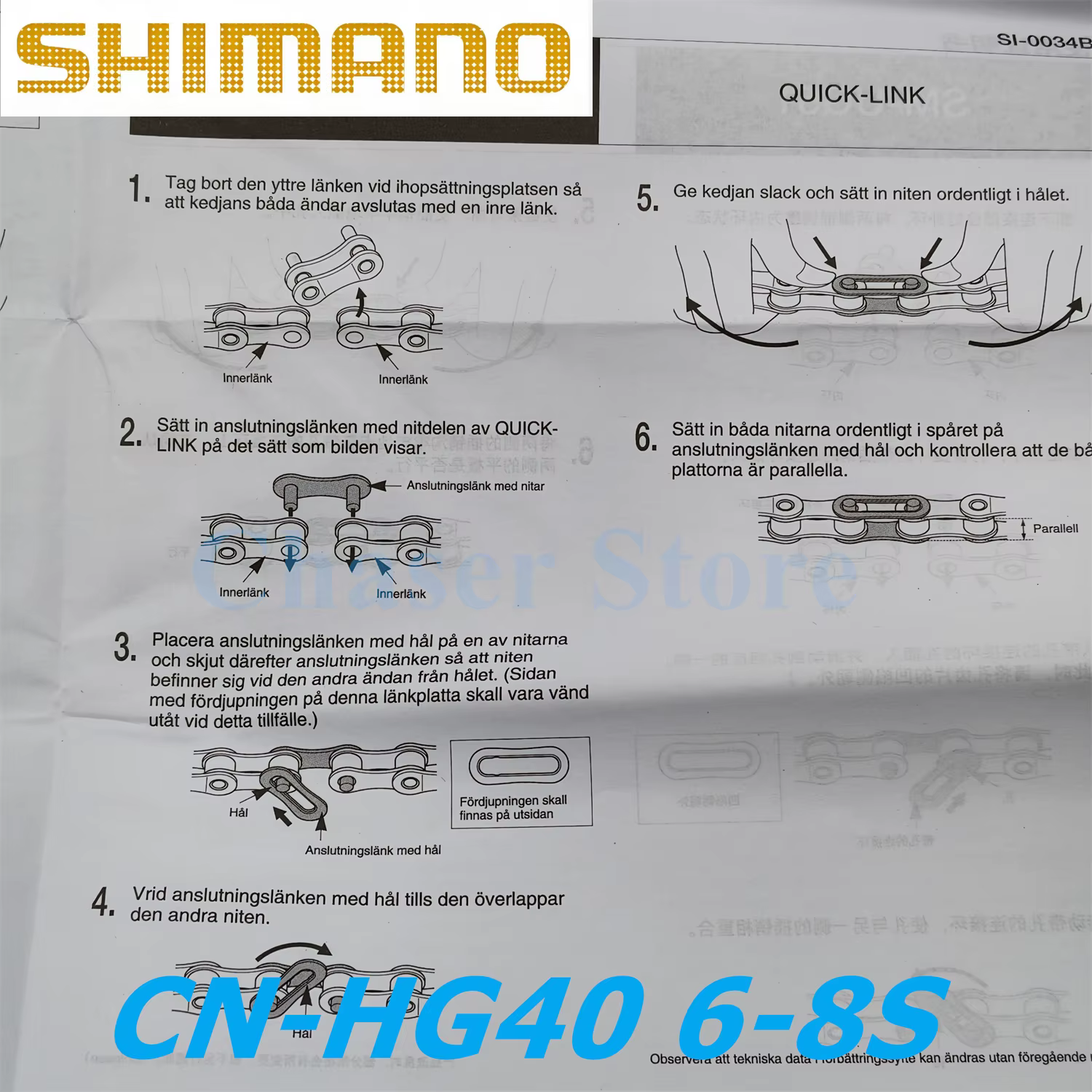 Chaîne de vélo SHIMANO CN-HG40 6s 7s 8 vitesses 118 maillons