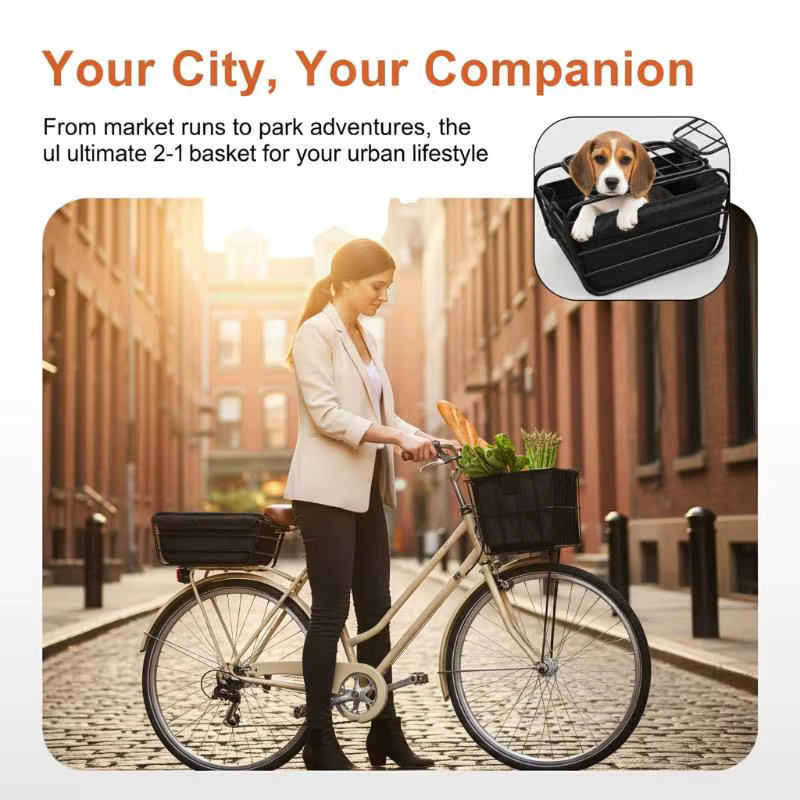 Panier de vélo 2-en-1 pour chien