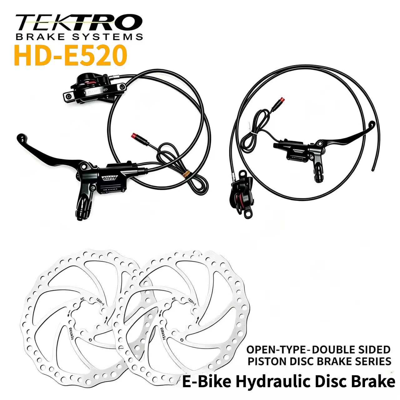 Frein hydraulique TEKTRO HD-E520 pour vélo électrique, frein à disque à huile à 2 pistons avec capteur de coupure de frein pour VTT électrique