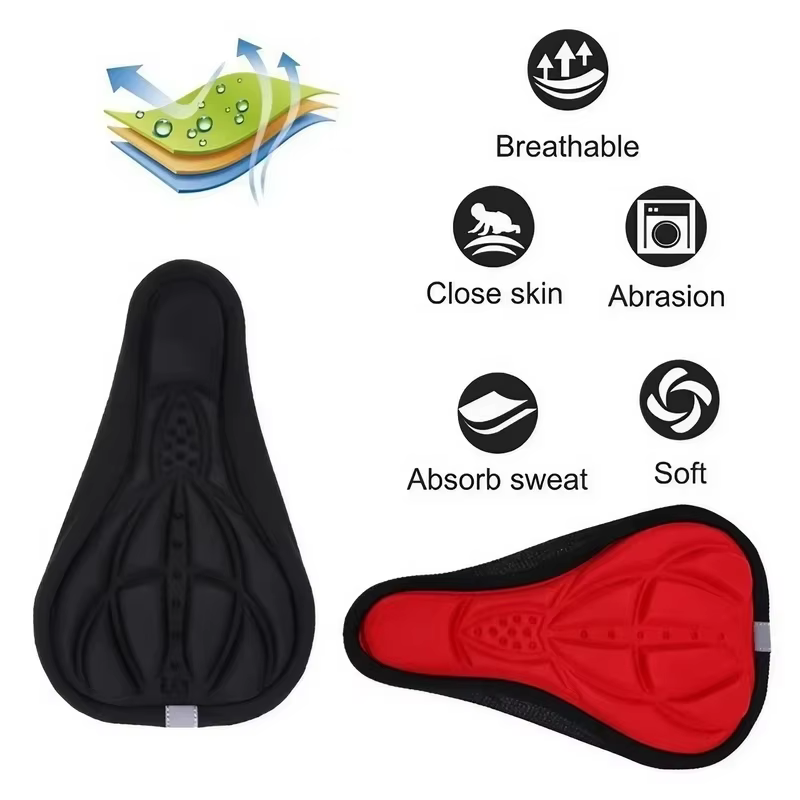 Housse de selle de vélo 3D rembourrée avec coussin en gel large et doux