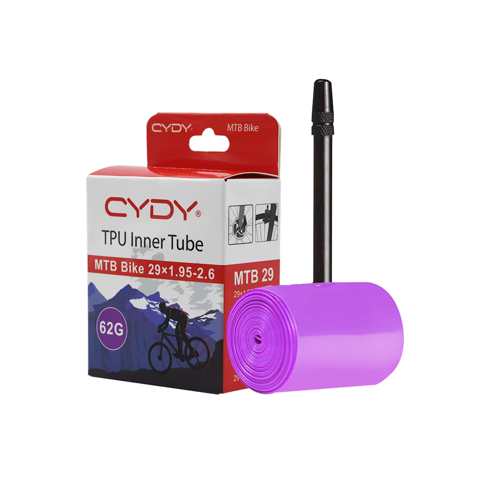 Chambre à air de vélo VTT CYDY en TPU 26''/27.5''/29''x1.95 2.0 2.1 2.25 2.35 2.4 2.5 2.6 pour pneus