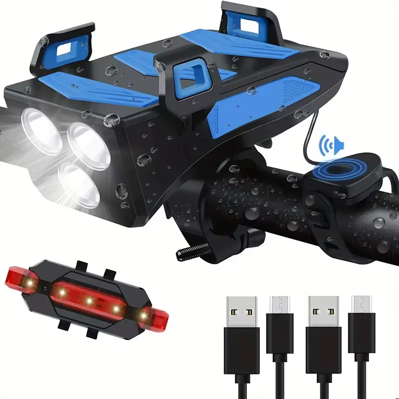 Lampe de vélo, phare rechargeable USB à 3 LED