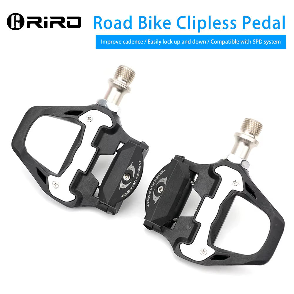 RIRO vélo de route ultraléger pédale sans clip vtt autobloquant cyclisme DU + crampons de roulement système SPD