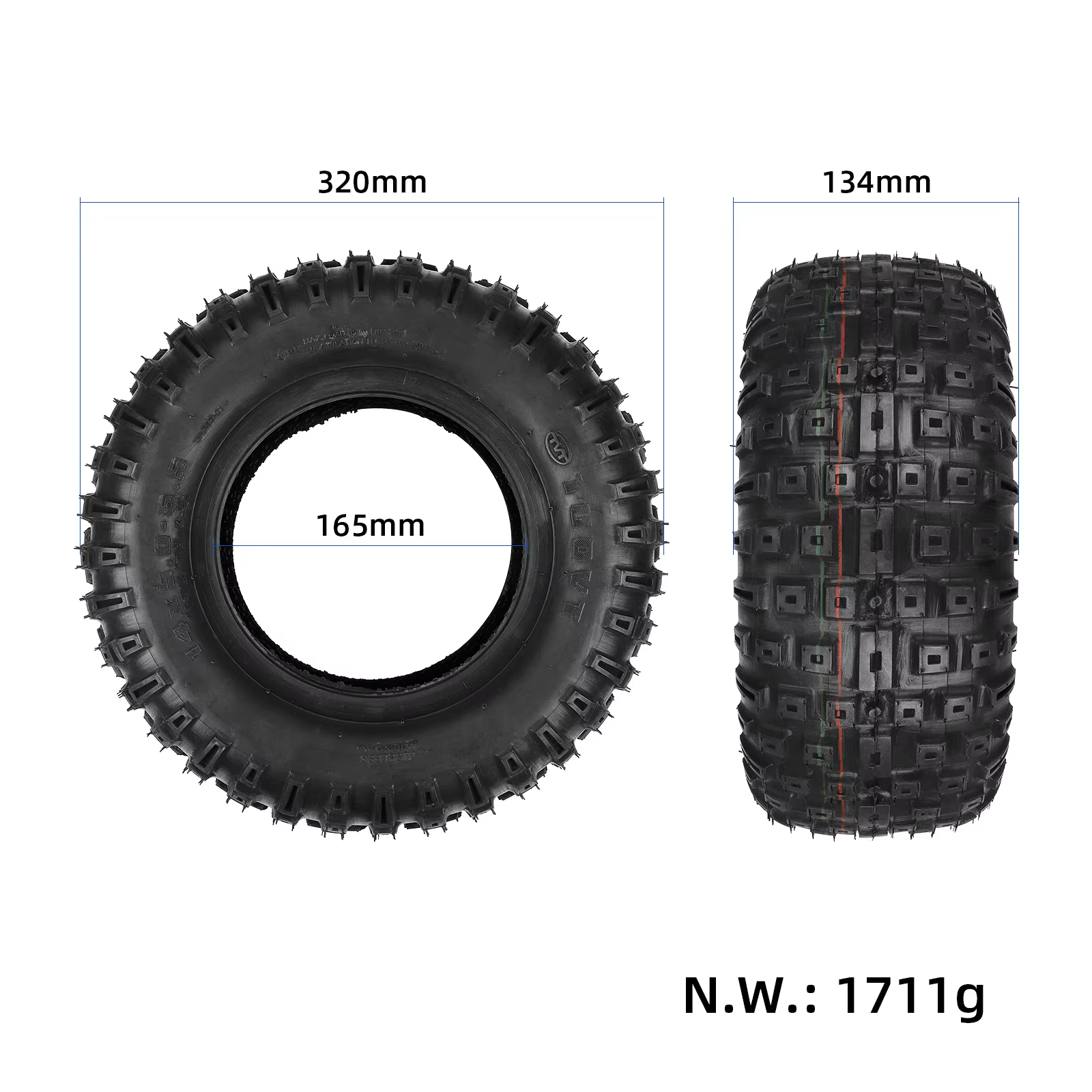 Pneu tout-terrain TUOVT 14 pouces 14*5.0-6.5 pour trottinette électrique