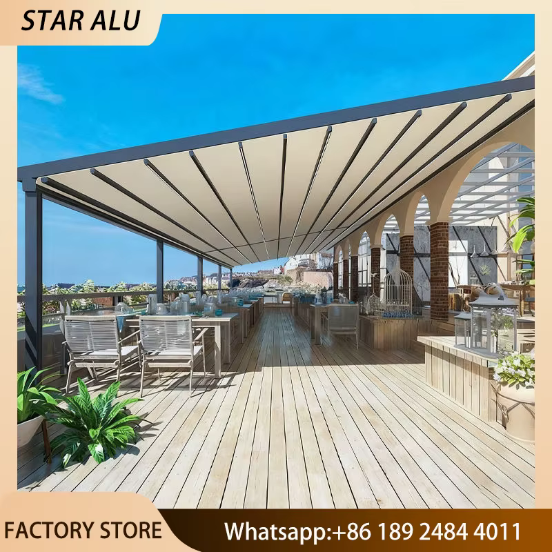 Auvent rétractable électrique motorisé, auvent pliable pour patio, restaurant, balcon, protection solaire imperméable, télécommande, cadre en aluminium