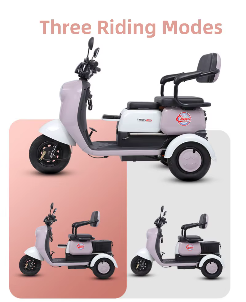 Trottinette de mobilité rose à 3 roues