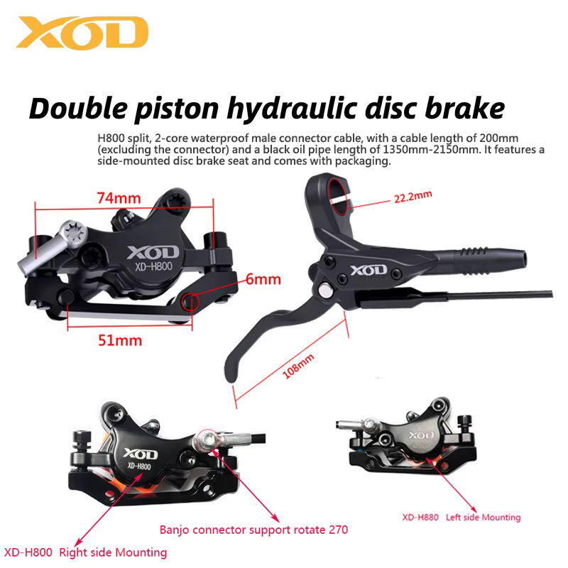 Freins à disque hydrauliques XOD XD-H800 / XD-H880 pour scooters électriques et vélos