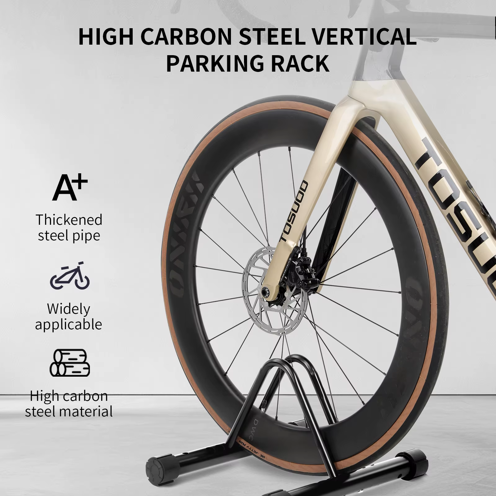 Support de stationnement vertical TOSUOD pour vélos, réglable, antidérapant, en acier à haute teneur en carbone, accessoires de vélo