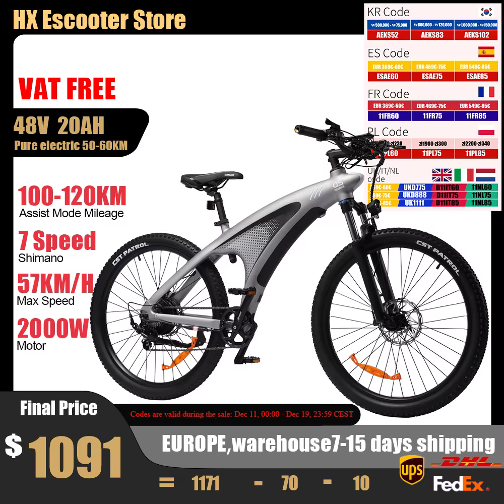 HX Q5 Ebike 2000W adultes vélo électrique 85Nm 57 KM/H