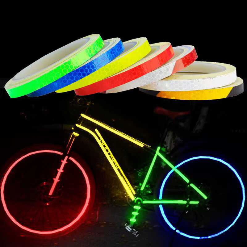 1 cm * 8 m autocollants de vélo bande réfléchissante fluorescente vtt bandes