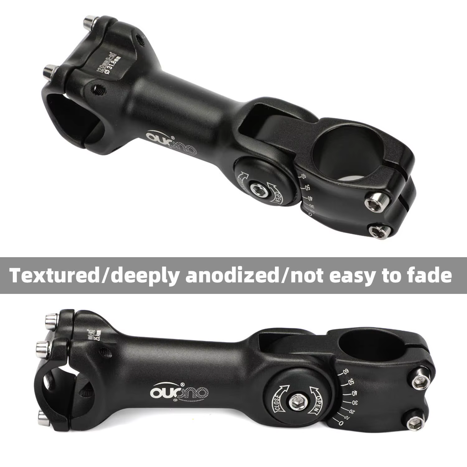 OUO tige de vélo réglable 31.8mm tige de guidon vtt Riser pour géant OD2 31.8mm tube de fourche 0-60 degrés vtt puissance vélo 90/110/120