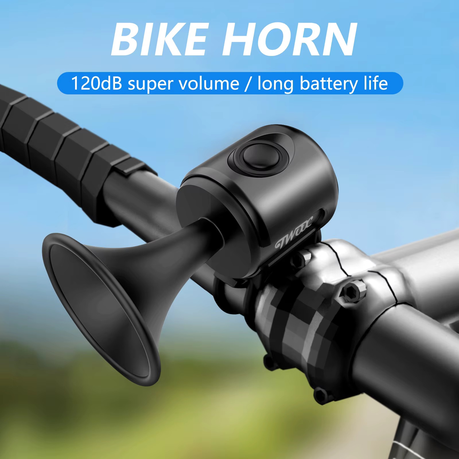 TWOOC Vélo Électronique Klaxon Fort Avertissement Son CR2032 Batterie 120dB IPX4 Étanche Adapté pour Route