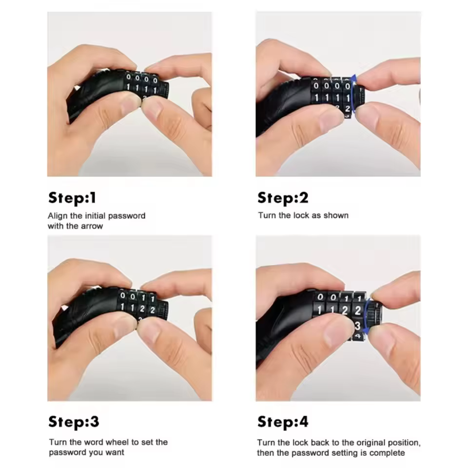 40-90CM serrure de vélo moto Portable sécurité Code à 4 chiffres