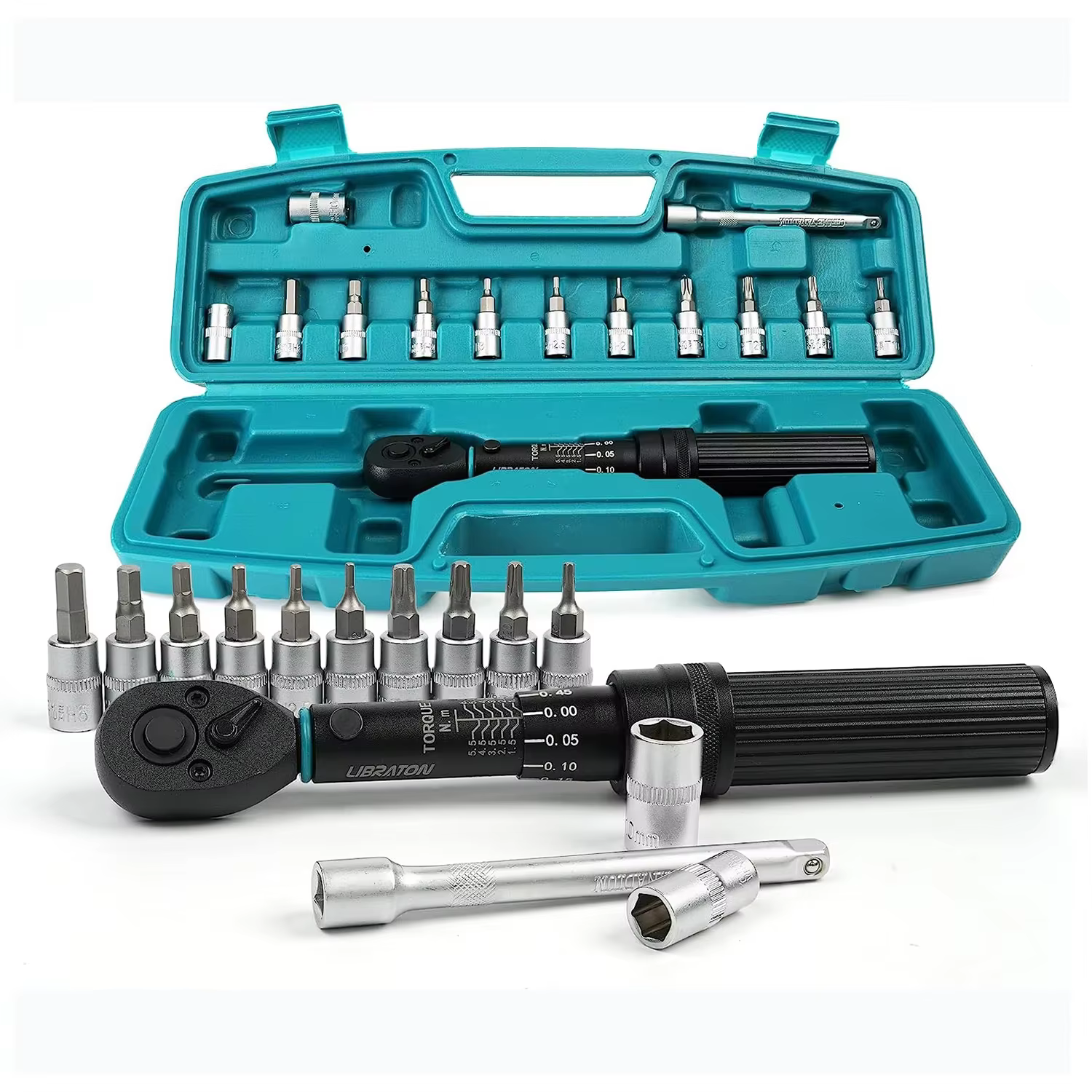 Clé dynamométrique pour vélo 1/4 ''1-6Nm, 0.05 Nm Micro, jeu de clés dynamométriques à clic d'entraînement, douilles hexagonales Torx/étoile, barre d'extension