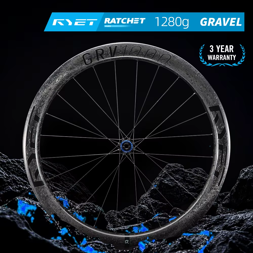 Jeu de roues en carbone RYET 1280g pour gravier