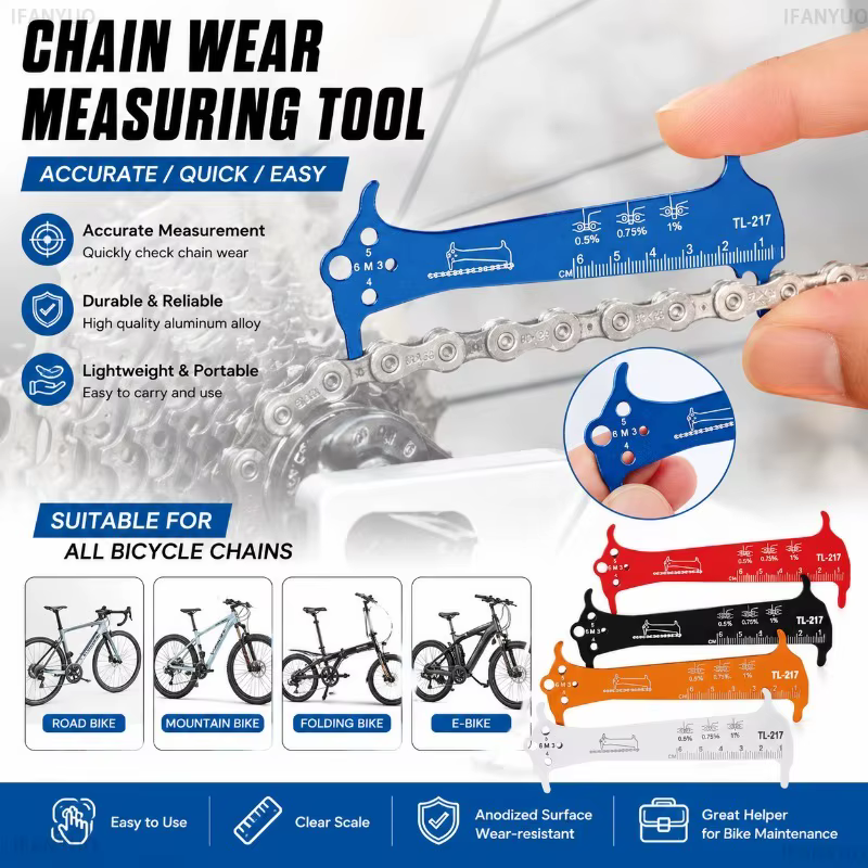 Outil de vérification de chaîne de vélo TL-217 en alliage d'aluminium