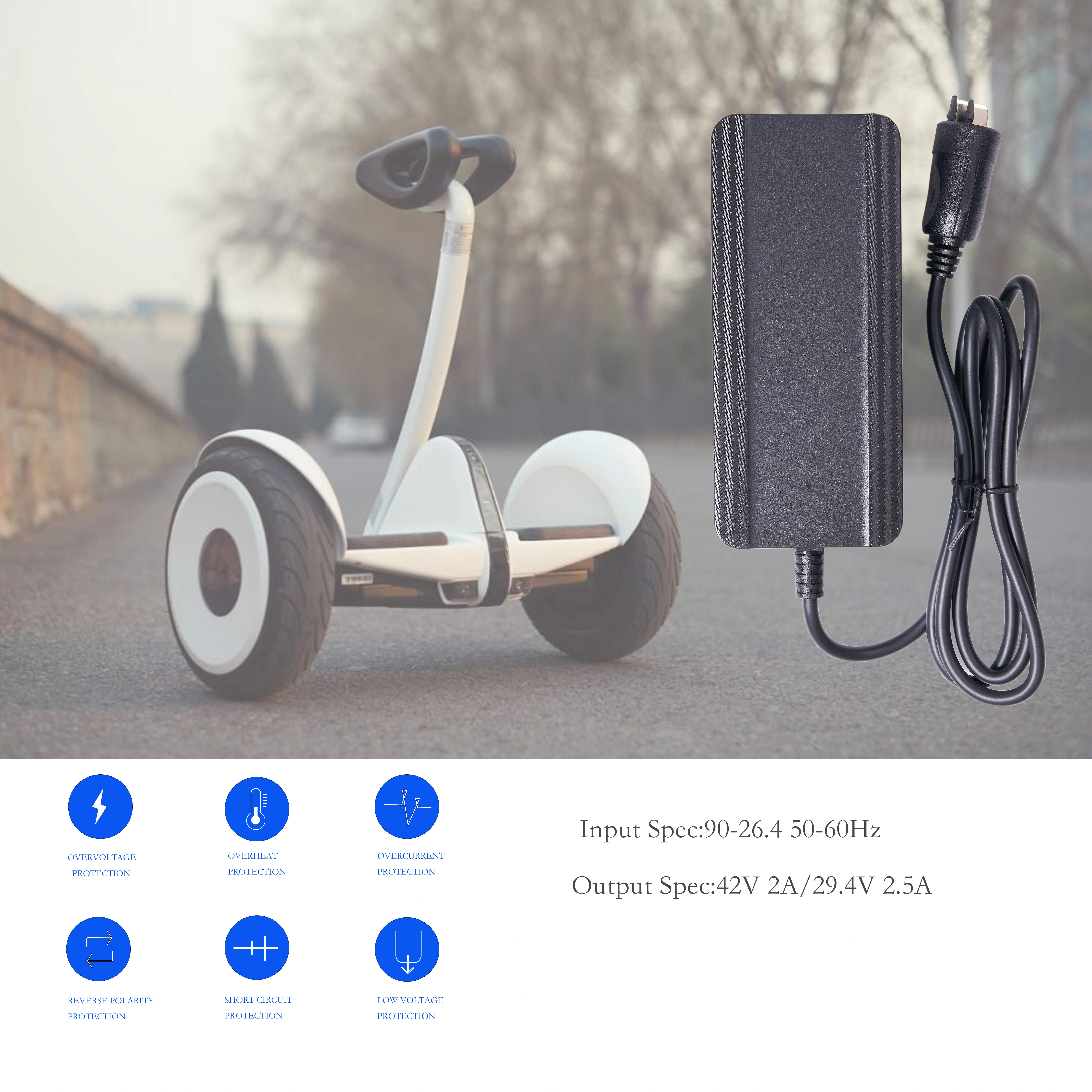 Chargeur de vélo électrique 42V 2A pour batterie