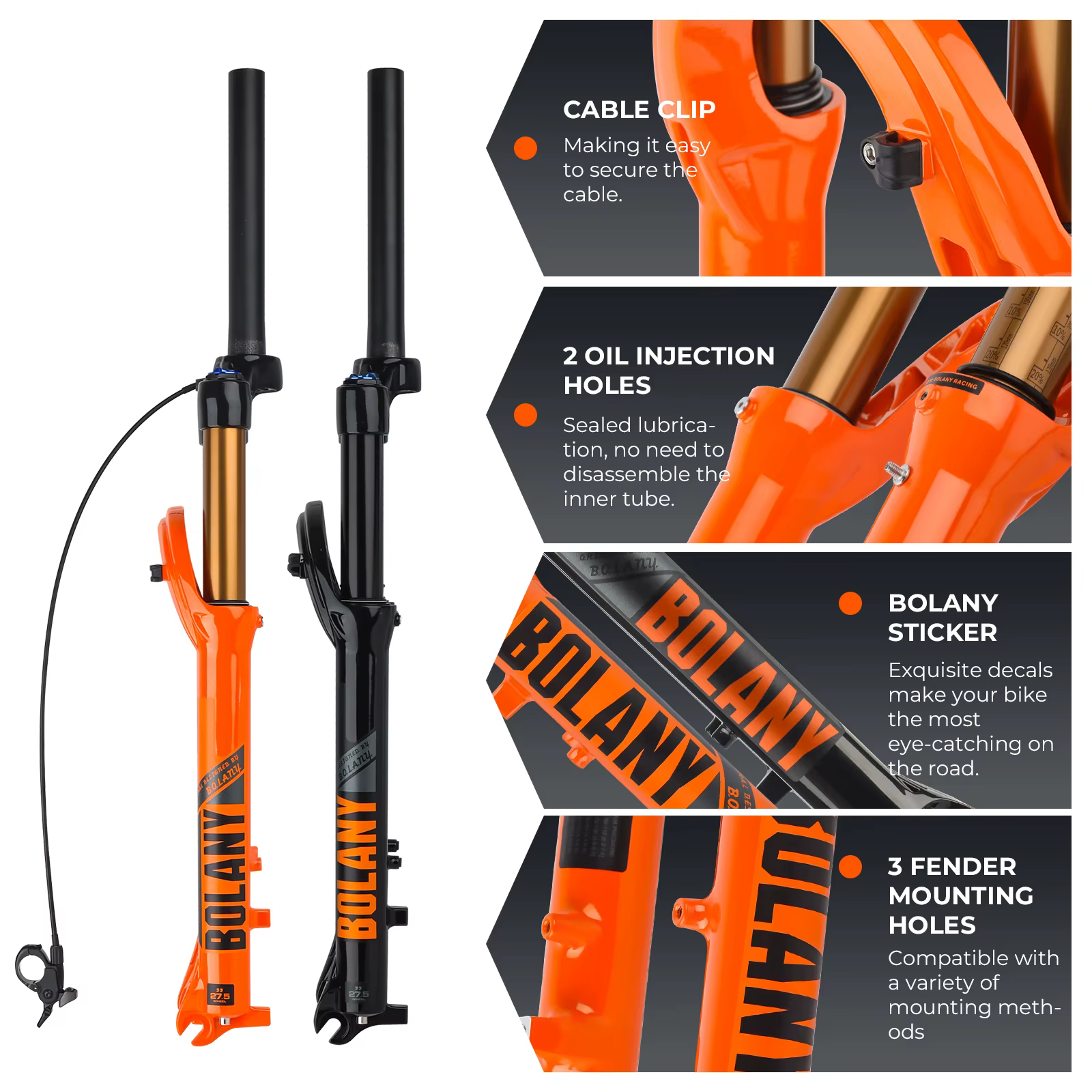 Fourche à air pour vélo de montagne orange