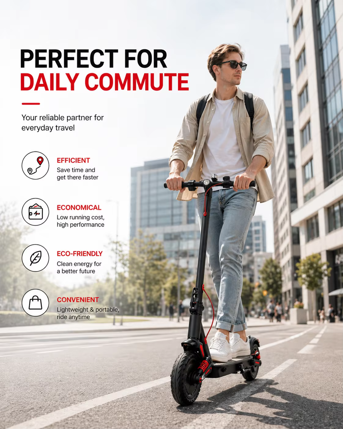 Trottinette électrique pliable 36V 500W avec siège amovible