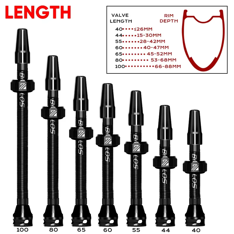 BUCKLOS Valve Tubeless de vélo 40/44/55/60/65/80/100mm