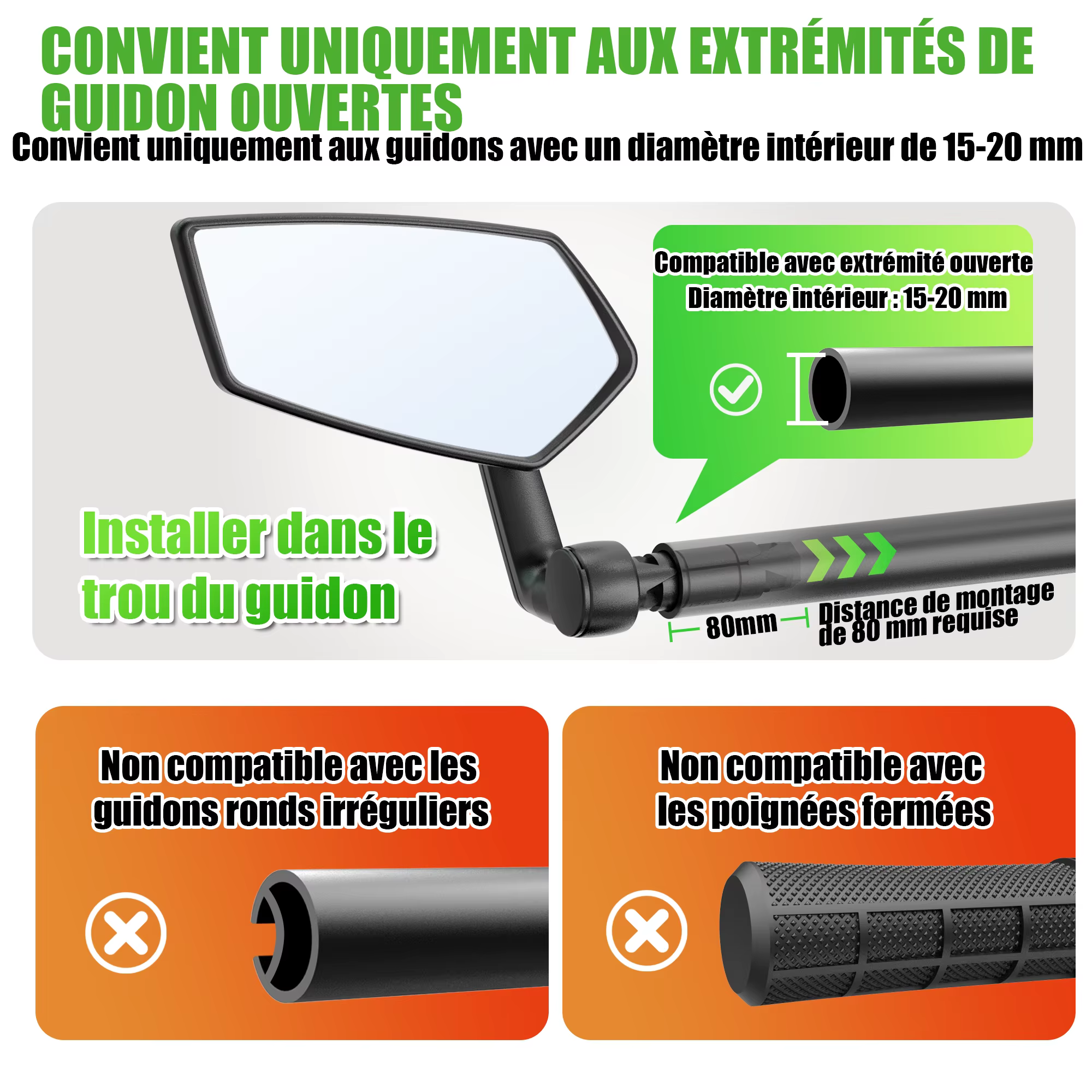 RBRL – rétroviseur latéral de vélo Anti-secouement