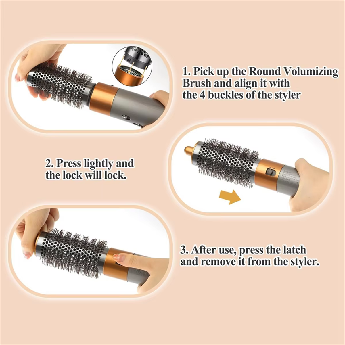 Grande brosse volumisante ronde pour accessoires Dyson Airwrap, brosse ronde narplus grande, pelucheuse et volumisante pour coiffer A