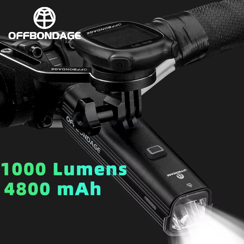 OFFBONDAGE 1000 LM Lampe de vélo rechargeable, lampe de cyclisme, phare avant de vélo, lampe frontale de VTT, lampe de route, lampe torche étanche