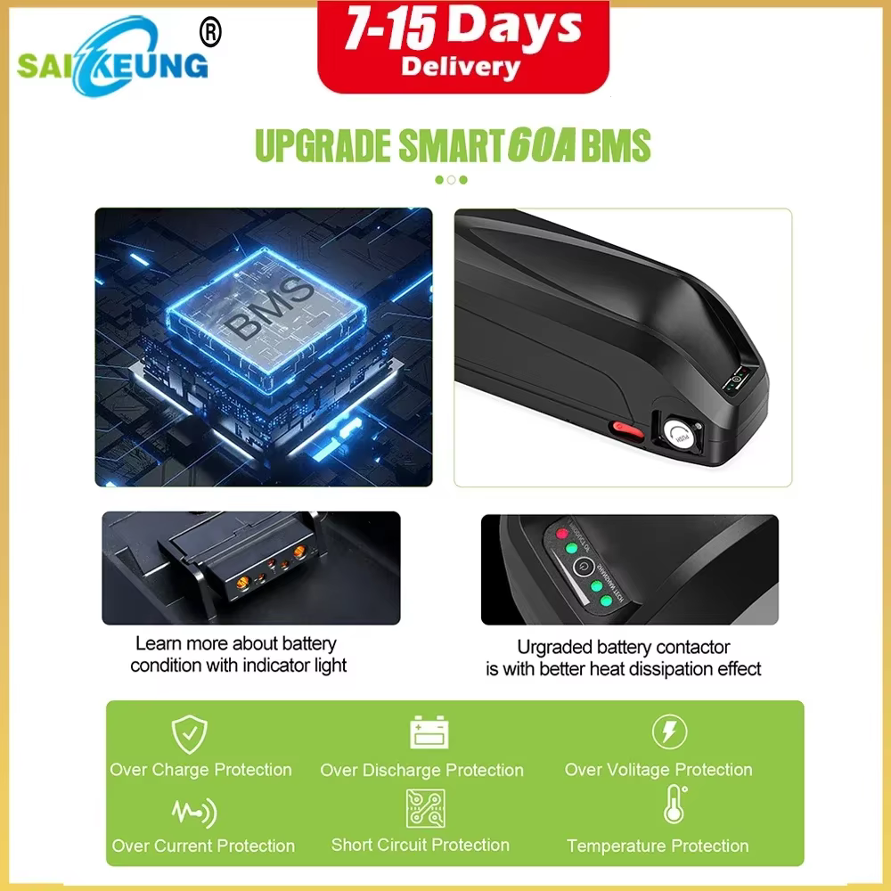 Batterie Vélo Électrique Hailong 48V Chamrede 36V 52V 60V 72V 48V 20Ah 30Ah 35Ah 40Ah 50Ah 60Ah 2000W