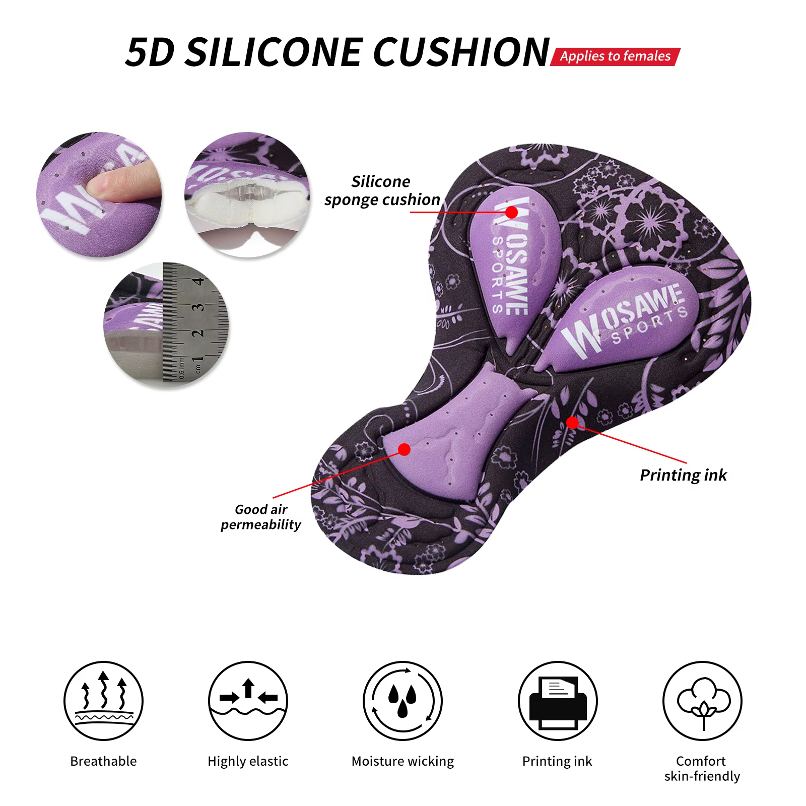 WOSAWE short de cyclisme coussin bricolage