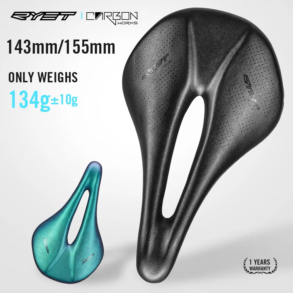 Selle de vélo RYET 143/155MM entièrement en carbone super légère 134g/140g pour route et VTT