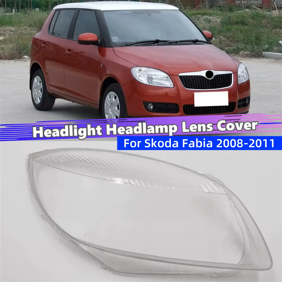 Pour Skoda Fabia 2008 2009 2010 2011 Accessoires Polycarbonate Haute brillance Entièrement transparent Phares Verre de lampe