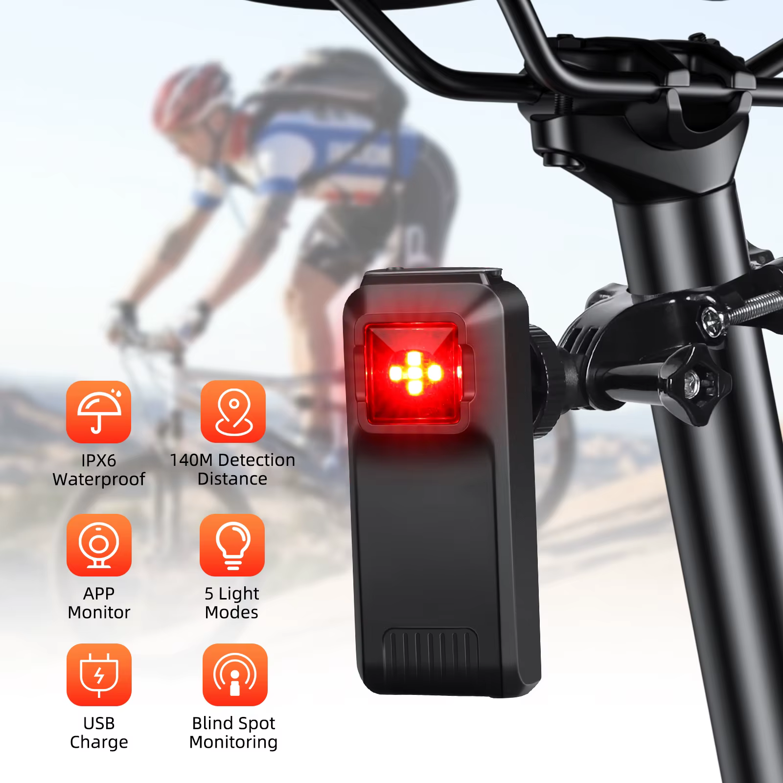 Camaroca W100 vélo rétroviseur Radar cyclisme feu arrière frein détection lampe selle tige
