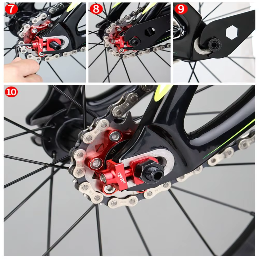 Tendeur de chaîne de vélo à vitesse unique, pour BMX, équipement fixe pliable