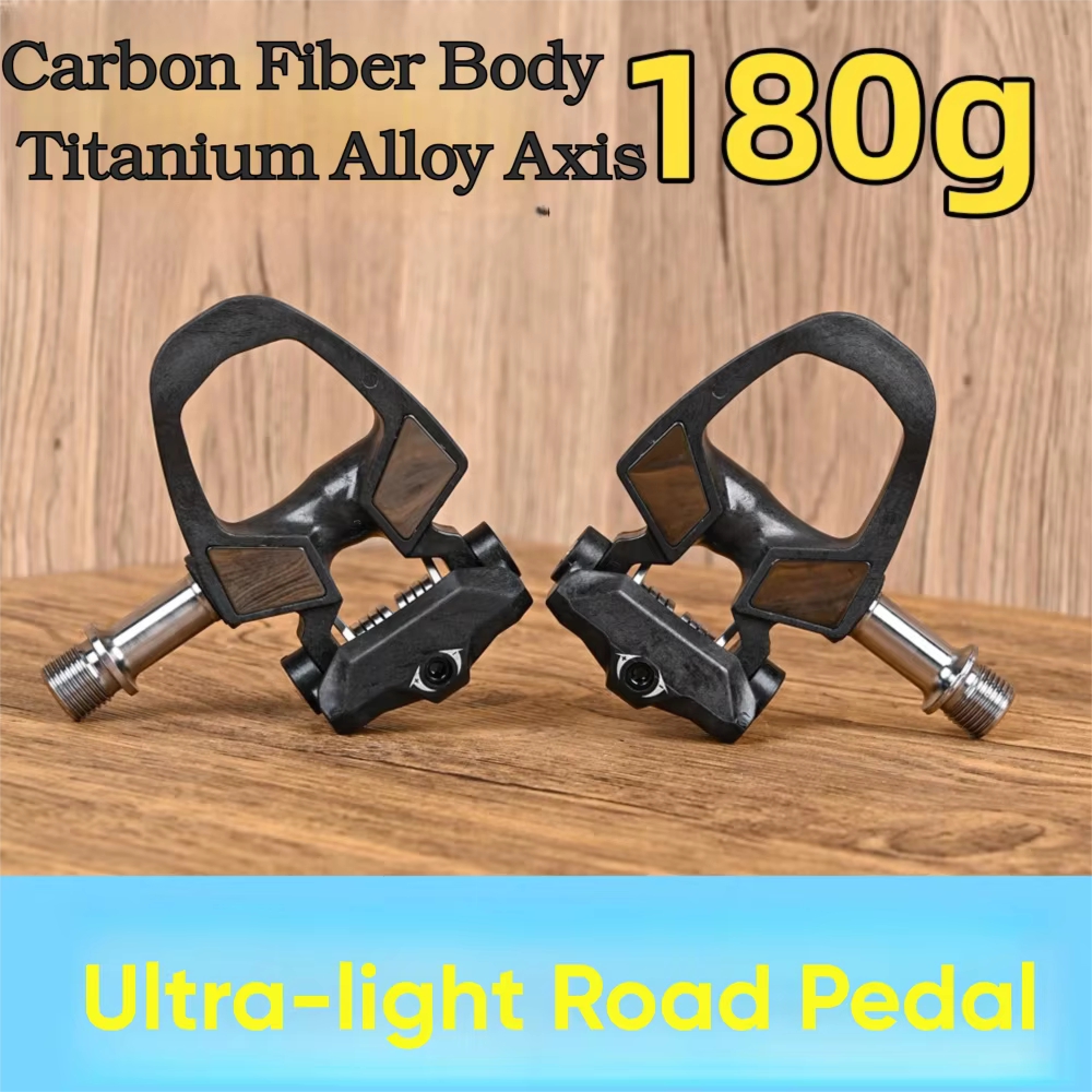Nouveau KINAN pédale de verrouillage de vélo 198G 94x69MM corps en Fiber de carbone alliage de titane axe doré avec