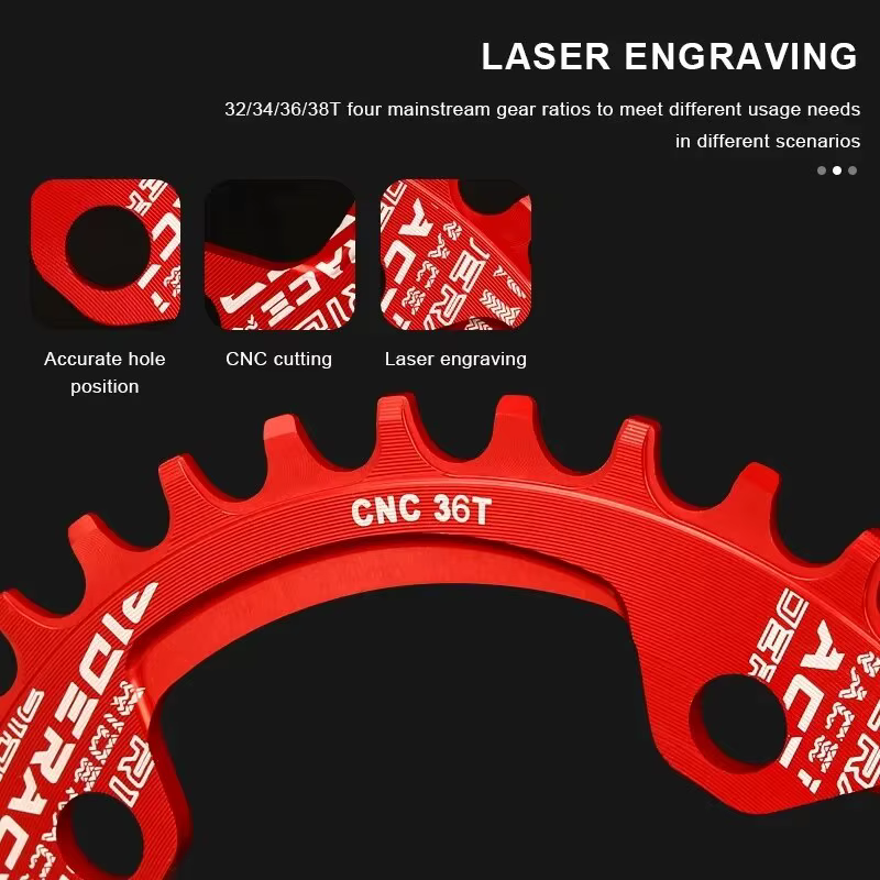 RIDERACE vélo manivelle plateau 104BCD forme ronde étroite large 32T/34T/36T/38T VTT pédalier roue à chaîne plaque unique