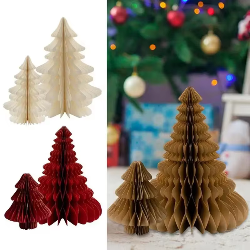 ABKJ-Mini arbre de noël 3D papier décoration noël Photo accessoires décoration nouvel an décor à la maison