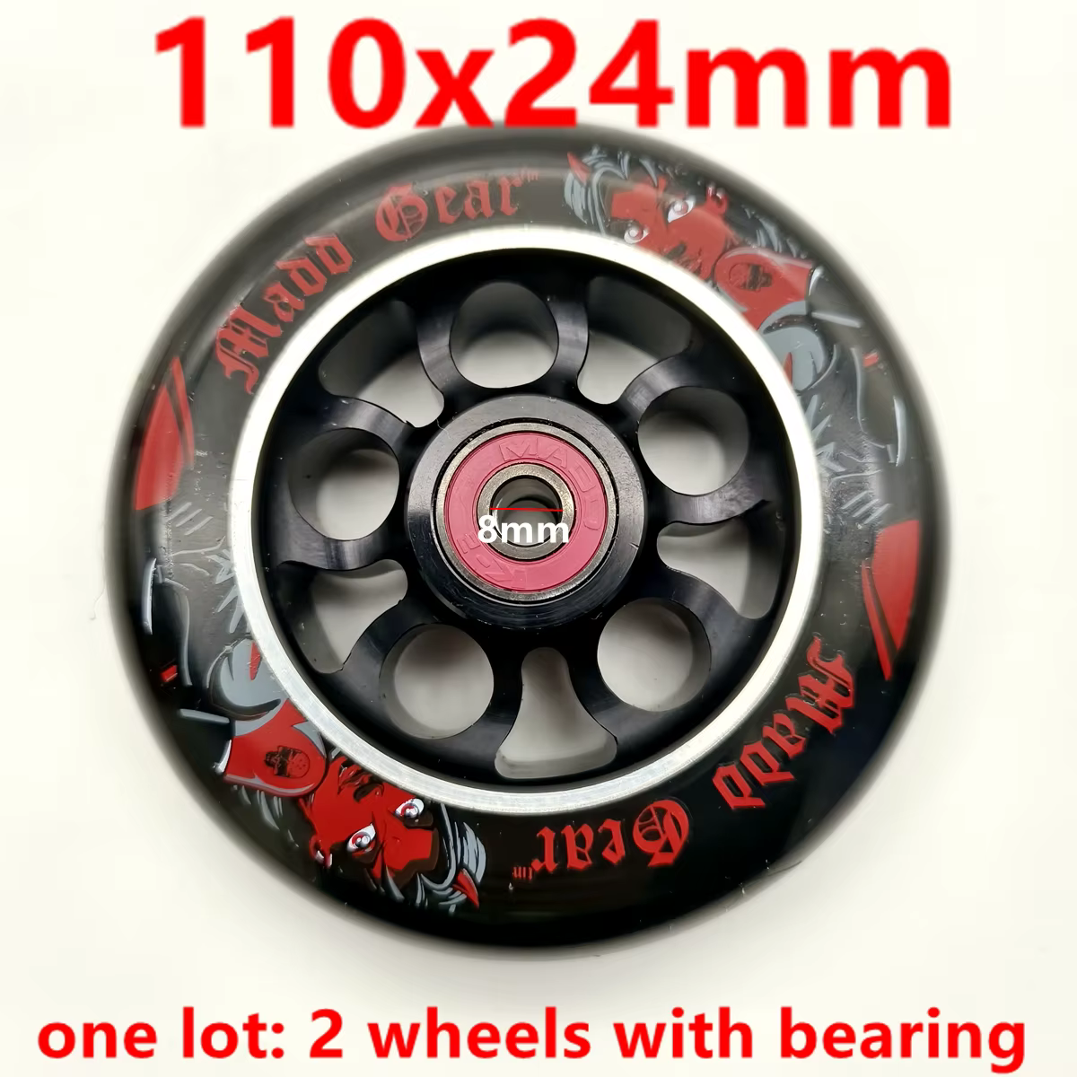 Roue de Scooter Cascadeur avec Roulement, 100mm, 110mm, 100x24mm, 2 Roues/Lot